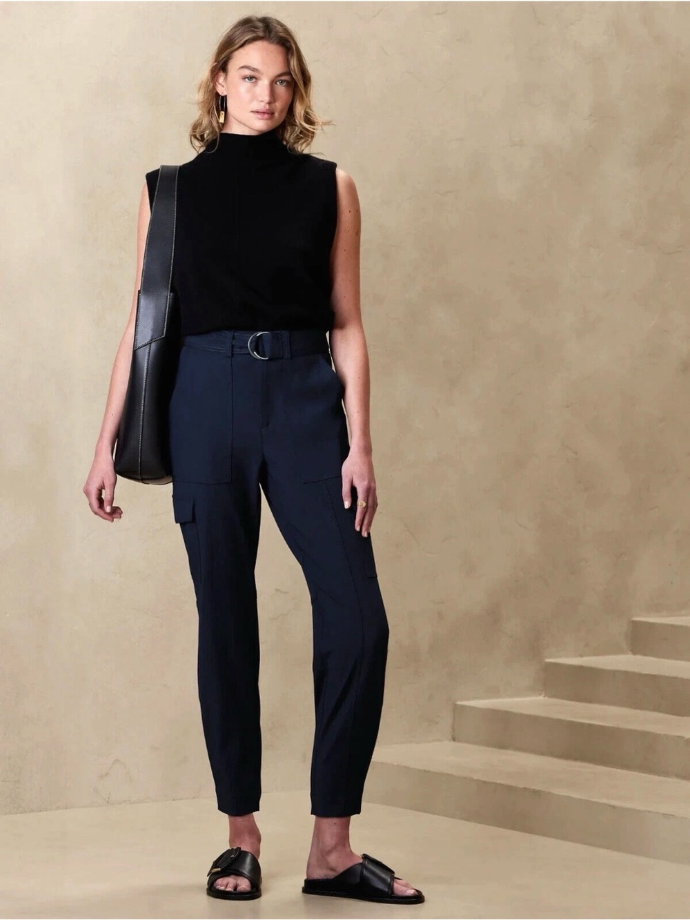 Banana Republic Navy Cargo Ankle Pants with Belt